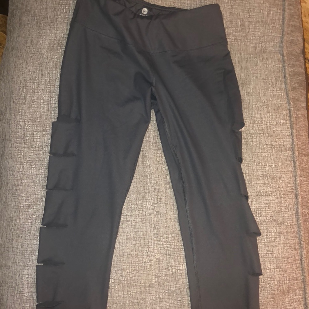 Grey athletic ripped leggings
